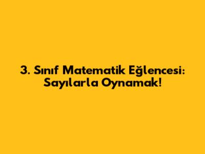 3. Sınıf Matematik Eğlencesi: Sayılarla Oynamak!