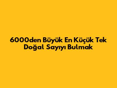 6000'den Büyük En Küçük Tek Doğal Sayıyı Bulmak