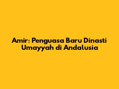 Amir: Penguasa Baru Dinasti Umayyah di Andalusia