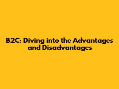 B2C: Diving into the Advantages and Disadvantages
