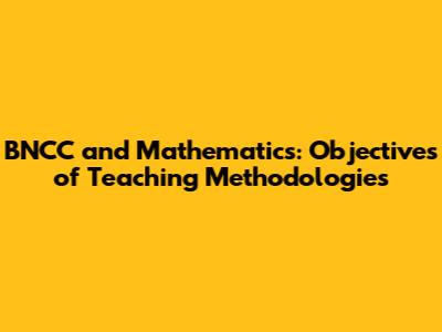 BNCC and Mathematics: Objectives of Teaching Methodologies