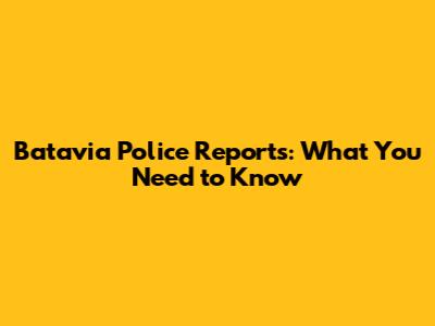 Batavia Police Reports: What You Need to Know