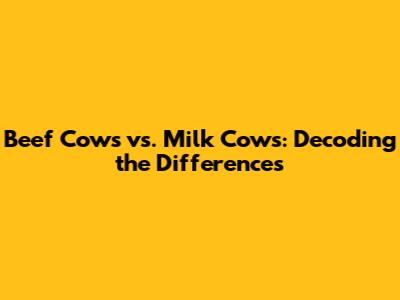 Beef Cows vs. Milk Cows: Decoding the Differences