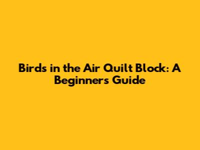 Birds in the Air Quilt Block: A Beginner's Guide