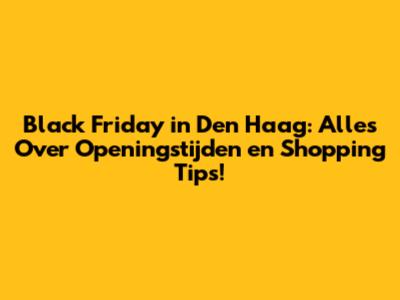 Black Friday in Den Haag: Alles Over Openingstijden en Shopping Tips!