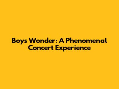 Boys Wonder: A Phenomenal Concert Experience