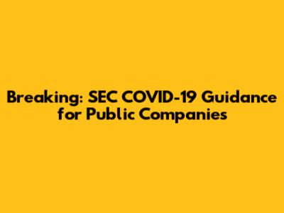 Breaking: SEC COVID-19 Guidance for Public Companies