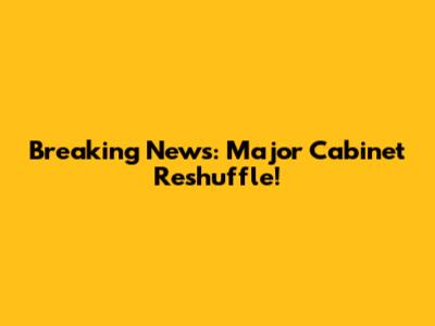 Breaking News: Major Cabinet Reshuffle!