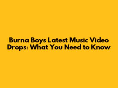 Burna Boy's Latest Music Video Drops: What You Need to Know