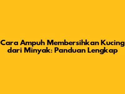 Cara Ampuh Membersihkan Kucing dari Minyak: Panduan Lengkap