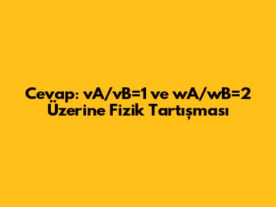 Cevap: vA/vB=1 ve wA/wB=2 Üzerine Fizik Tartışması