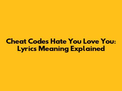 Cheat Codes 'Hate You Love You': Lyrics Meaning Explained
