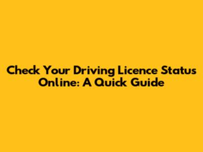 Check Your Driving Licence Status Online: A Quick Guide