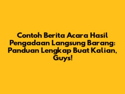 Contoh Berita Acara Hasil Pengadaan Langsung Barang: Panduan Lengkap Buat Kalian, Guys!