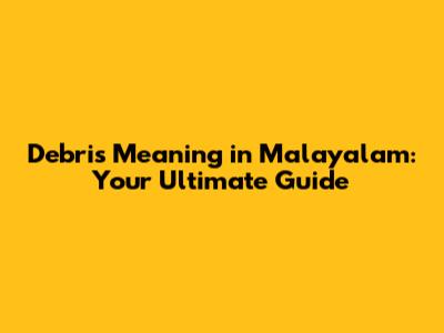 Debris Meaning in Malayalam: Your Ultimate Guide