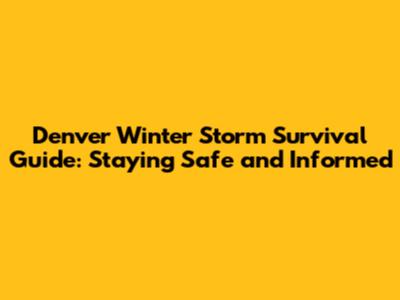 Denver Winter Storm Survival Guide: Staying Safe and Informed