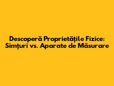 Descoperă Proprietățile Fizice: Simțuri vs. Aparate de Măsurare