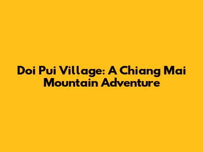 Doi Pui Village: A Chiang Mai Mountain Adventure