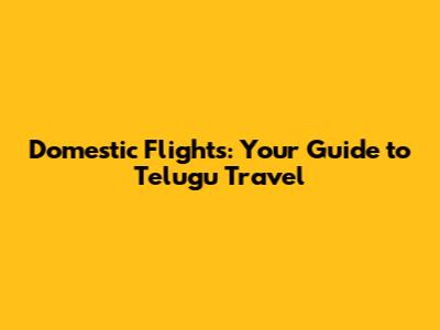 Domestic Flights: Your Guide to Telugu Travel