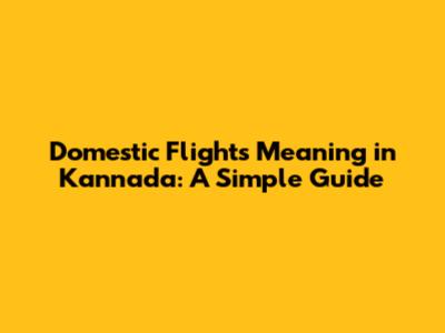 Domestic Flights Meaning in Kannada: A Simple Guide