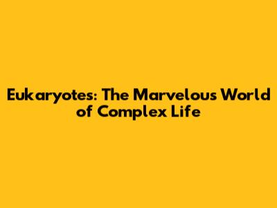 Eukaryotes: The Marvelous World of Complex Life