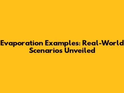 Evaporation Examples: Real-World Scenarios Unveiled
