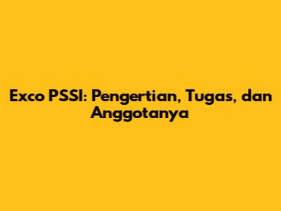 Exco PSSI: Pengertian, Tugas, dan Anggotanya