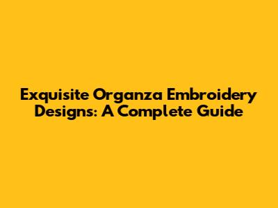 Exquisite Organza Embroidery Designs: A Complete Guide