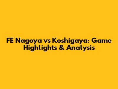 FE Nagoya vs Koshigaya: Game Highlights & Analysis