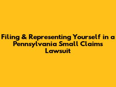 Filing & Representing Yourself in a Pennsylvania Small Claims Lawsuit