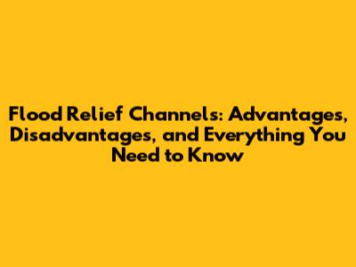 Flood Relief Channels: Advantages, Disadvantages, and Everything You Need to Know