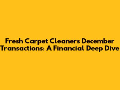 Fresh Carpet Cleaner's December Transactions: A Financial Deep Dive