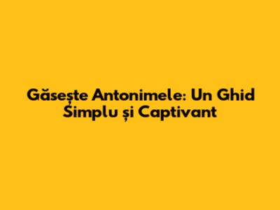 Găsește Antonimele: Un Ghid Simplu și Captivant
