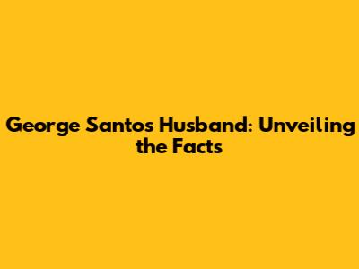 George Santos' Husband: Unveiling the Facts