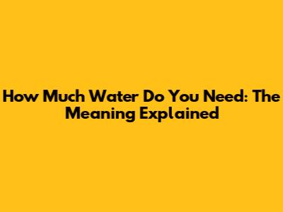 How Much Water Do You Need: The Meaning Explained