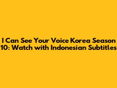 I Can See Your Voice Korea Season 10: Watch with Indonesian Subtitles