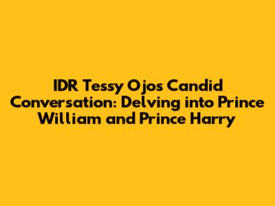 IDR Tessy Ojo's Candid Conversation: Delving into Prince William and Prince Harry