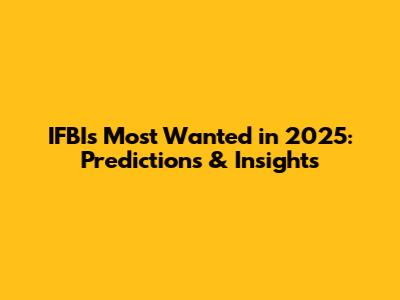 IFBI's Most Wanted in 2025: Predictions & Insights