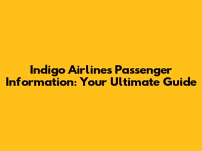 Indigo Airlines Passenger Information: Your Ultimate Guide