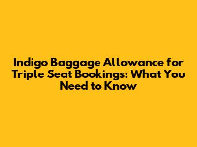 Indigo Baggage Allowance for Triple Seat Bookings: What You Need to Know