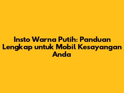 Insto Warna Putih: Panduan Lengkap untuk Mobil Kesayangan Anda