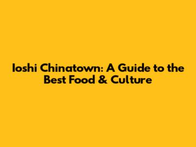 Ioshi Chinatown: A Guide to the Best Food & Culture
