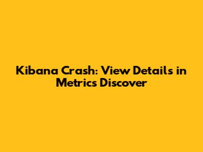 Kibana Crash: View Details in Metrics Discover