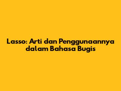 Lasso: Arti dan Penggunaannya dalam Bahasa Bugis
