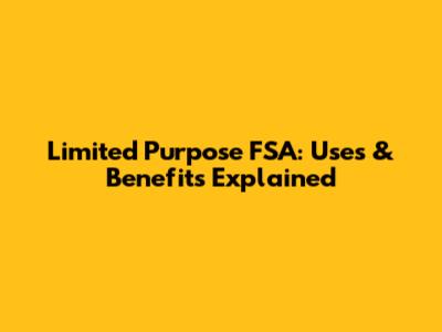 Limited Purpose FSA: Uses & Benefits Explained