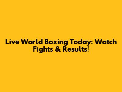 Live World Boxing Today: Watch Fights & Results!