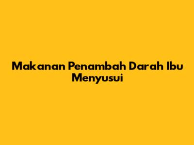 Makanan Penambah Darah Ibu Menyusui