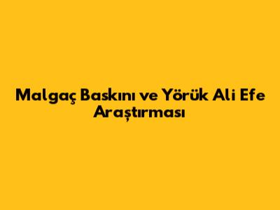 Malgaç Baskını ve Yörük Ali Efe Araştırması