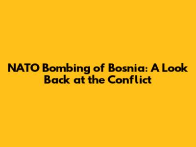 NATO Bombing of Bosnia: A Look Back at the Conflict