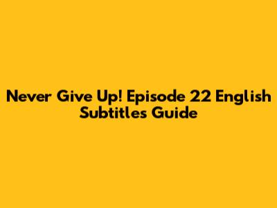 Never Give Up! Episode 22 English Subtitles Guide